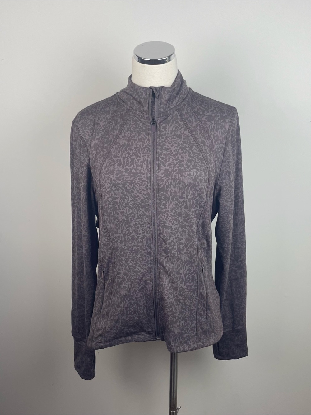 Danskin Brown Leopard Animal Print Full Zip Athletic Jacket Women Large